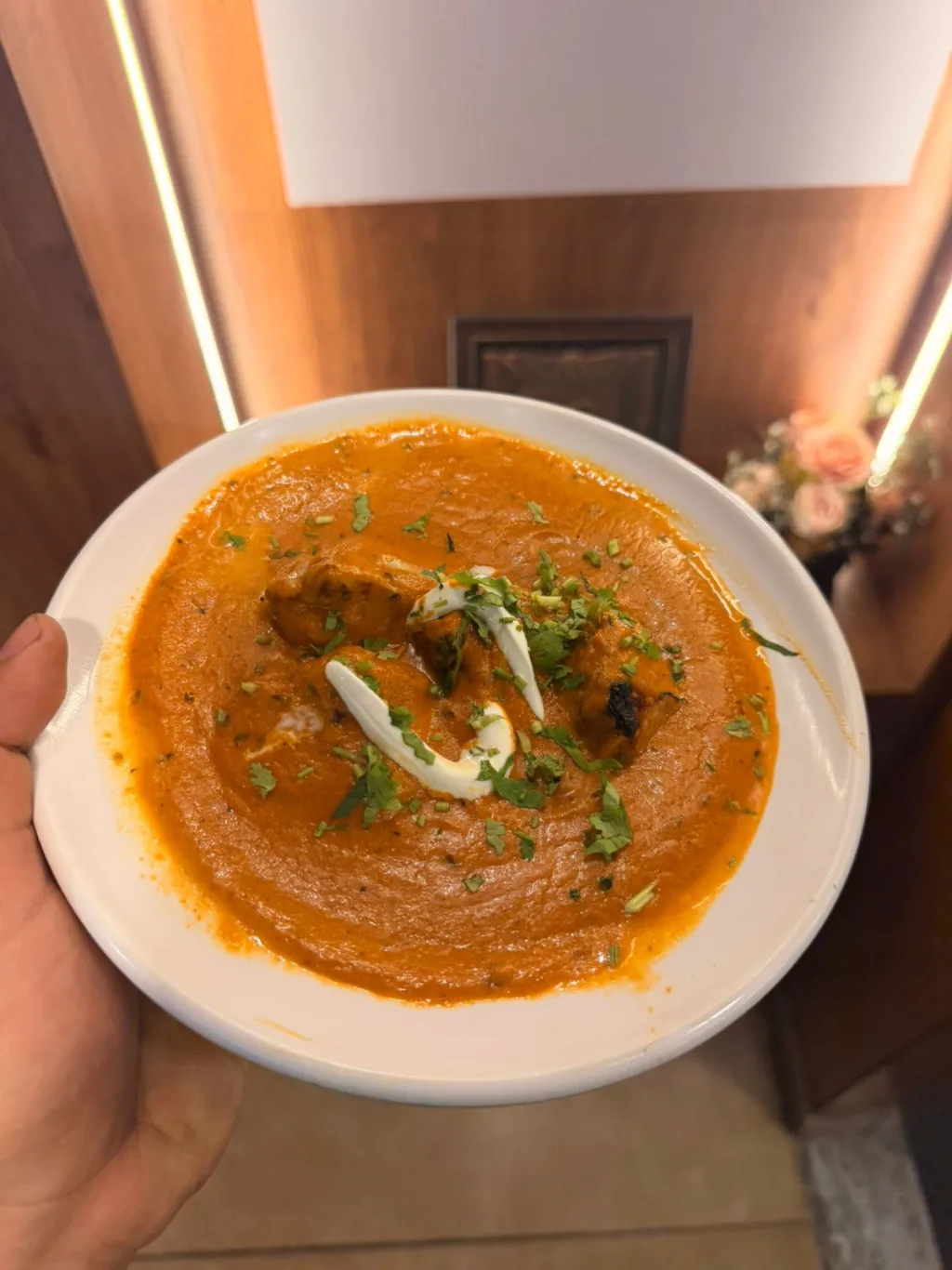 Butter chicken, Zafrani Darbar, phone shot before Pleny